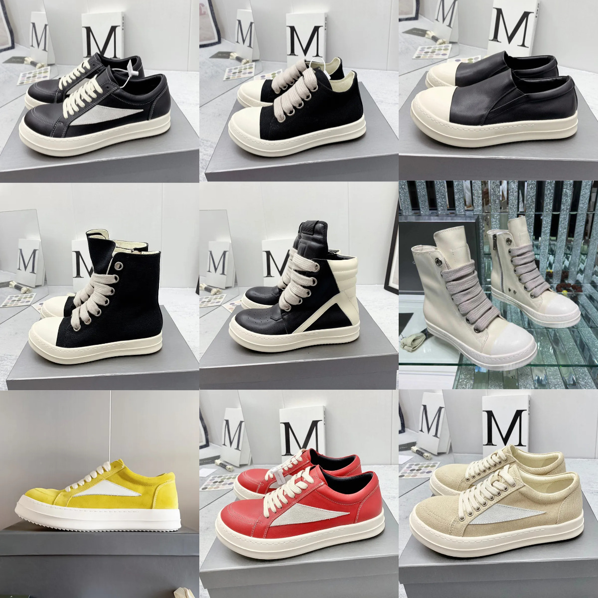 Ro Casual Shoes Genuine Leather Boots Designer Furry Canvas RO Boots Luxury Low Owenes DRKSHDW Vintage Mens Women Black White High Top Horse Hair Suede Outdoor Boots