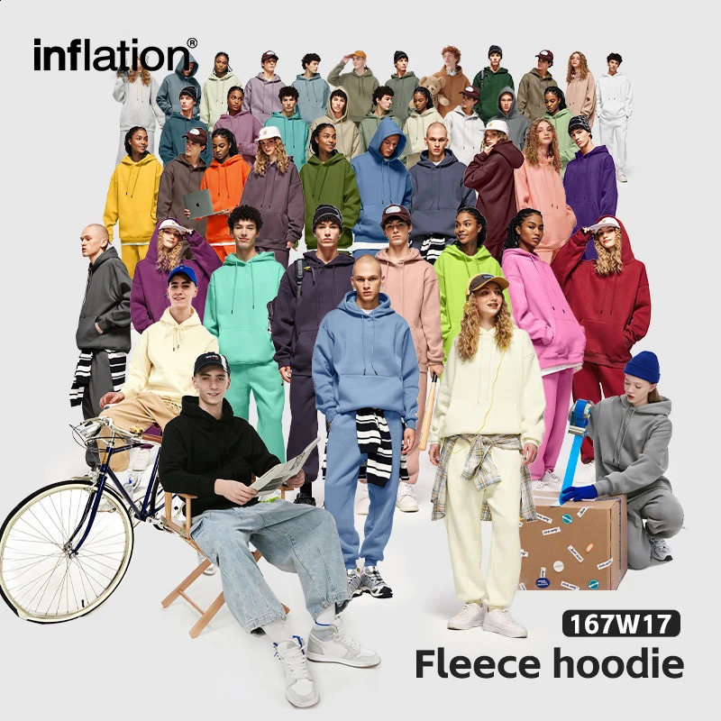 INFLATION 350G Blank Premium Hoodies Unisex Multiple Colors Fleece Hoodies for Men Velvet Warm Hoodies Couplewear 250828