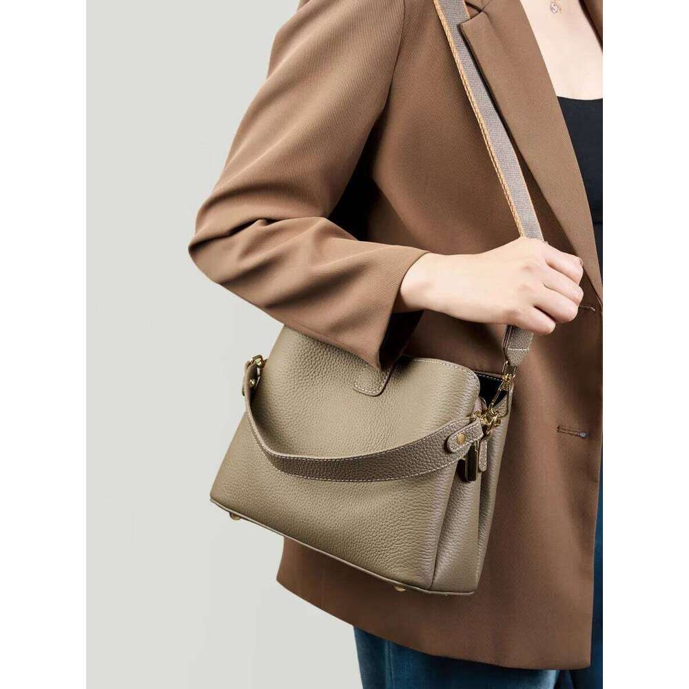 YANATARI Genuine Woman Shoulder Handbags Crossbody Designer Minimalism Bag Cattle Leather Grey