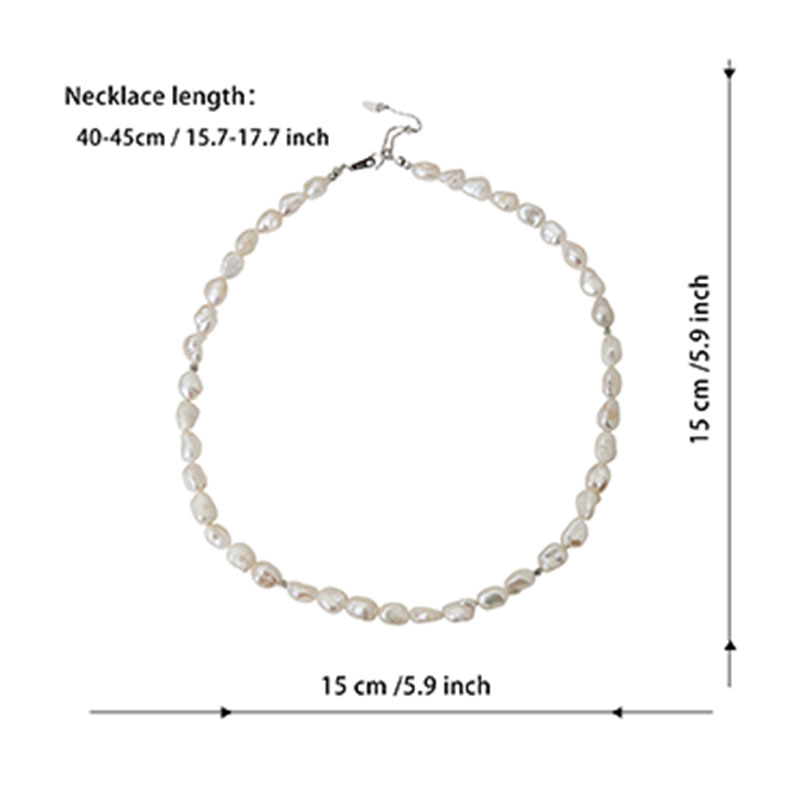 S925 Sterling Silver Natural Freshwater Baroque Pearls Necklace for Anniversaries