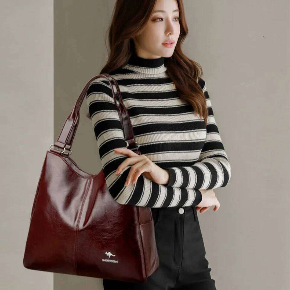 Three Layers Genuine Brand Tote Handbags For Women Mom Shoulder Hand Bag Designer High Quality Soft Pu Leather Sac