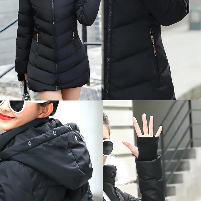 2025 Arrival Fashion Slim Women Winter Jacket Cotton Padded Warm Thicken Ladies Coat Long Coats Parka Womens Jackets 250827