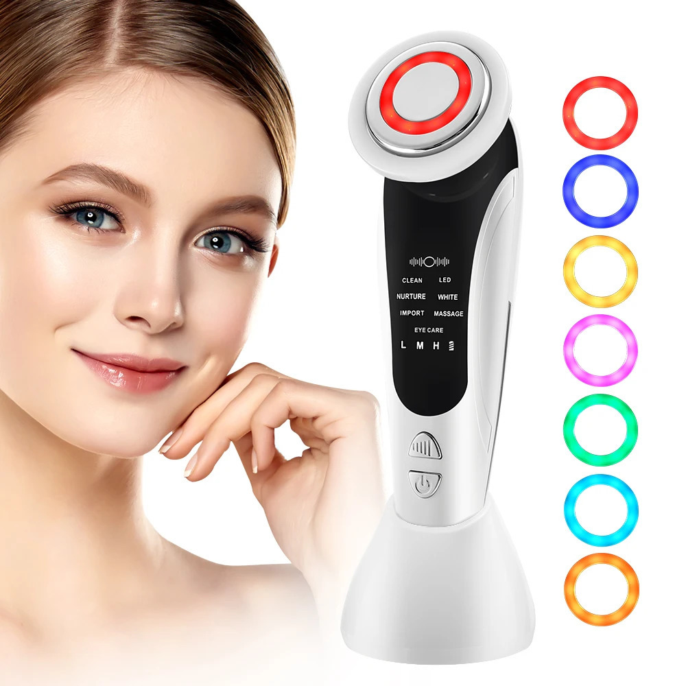 7 in 1 Facial Massager Vibration Compress Skin Care Tool Skin Rejuvenation EMS Facial Firming Massager Face Eye Care 250820