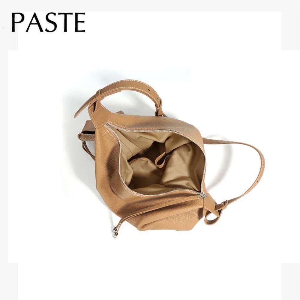 New Ins Chic Designer Large Capacity Commuter Tote First Layer Genuine Cow Leather Women's Handbag Connect With Small Purse