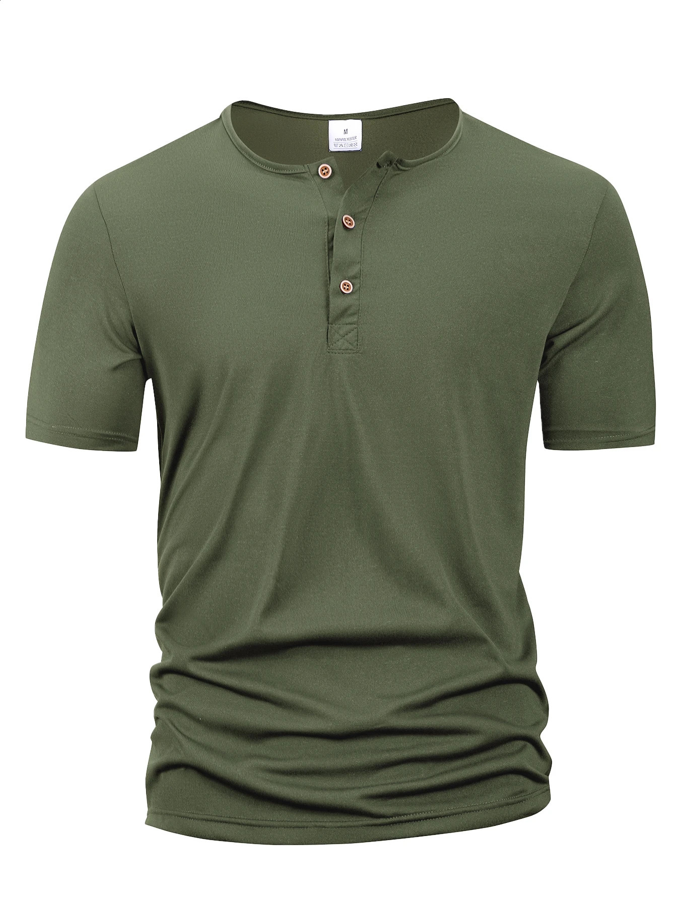 Summer Men Henley Collar Tshirts Button Slim Casual Male Solid Color Short Sleeve Men Sports Tshirt Polo shirt Tops250828
