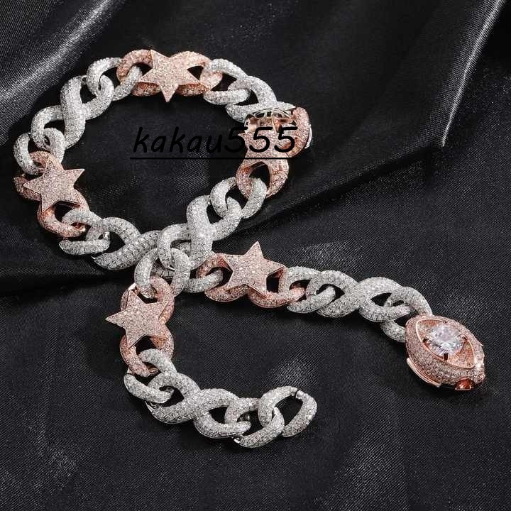 Custom VVS Moissanite Cuban Link Necklace 925 Silver and 14K Rose Gold Plated Chain for Women Luxury Wedding and Gift Collection