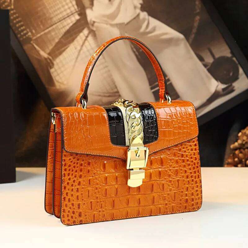 Fashion Brand Women's Handbags Genuine Leather Shoulder Crossbody Bag Crocodile Small Hard Square Portable Messenger Bags