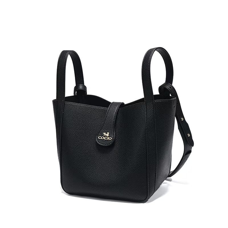 COCIO designer bag New affordable luxury genuine leather bucket simple high-quality fashionable casual womens composite bag
