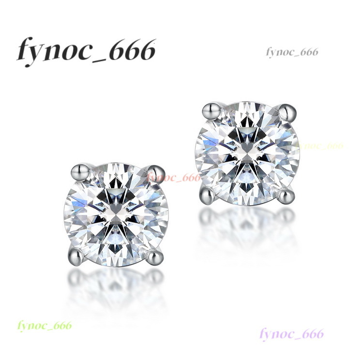 925 Sterling Silver Moissanite Stud Earrings Round Cut 4 Prong Setting Simple Design Fine Jewelry for Women Gift
