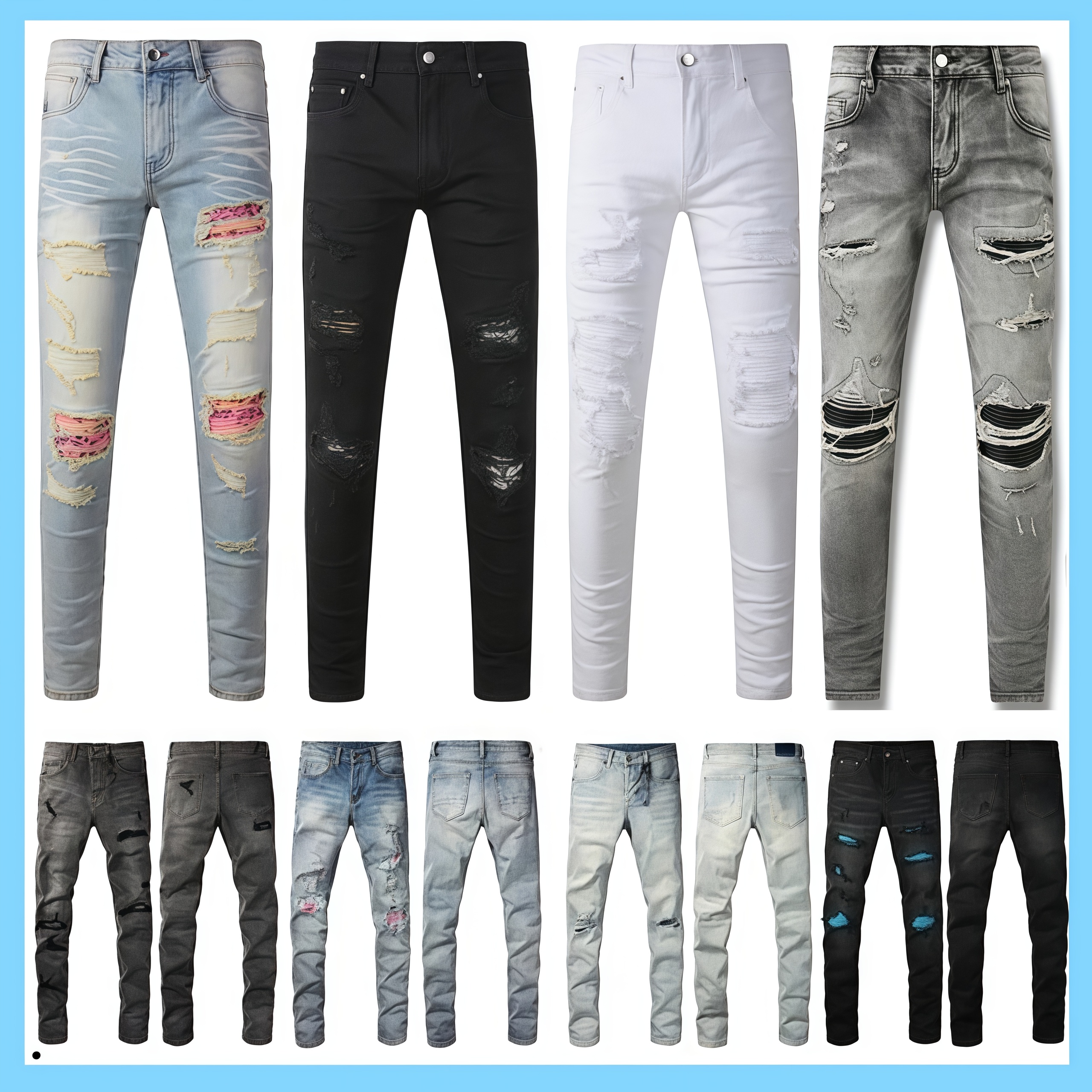 2025 Jeans pants Men and Women Jean Trousers France Fashions Designer AMJeans Men Black Pants High Straight Retro Streetwear Casual Sweatpants Joggers Pants