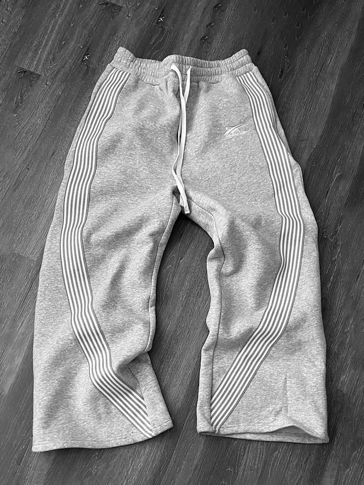Hip Hop Embroidered Harem Pants Women Mens Jogging Drawstring Sweatpants Striped Tactical High Street Loose Wide Leg Trousers 250828