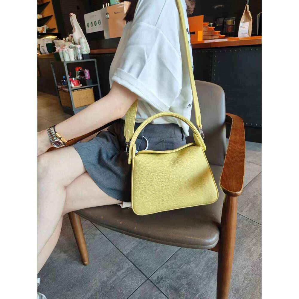 Elegant 100% Natural Togo Cowhide Leather Tote Wide Straps Female Shoulder Grey Black Doctor Bag Girl Handbag