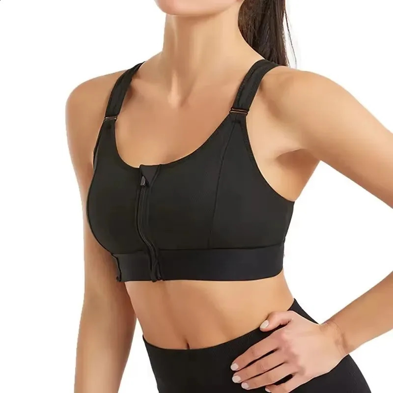 Sports Bras For Women Front Zipper Adjustable Strap Shockproof Elastic Fitness Athletic Brassiere Slim Yoga Crop Top y250827