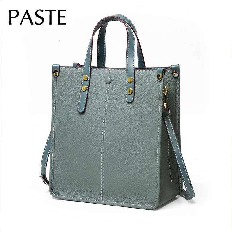 Hot Sale Blue Large Tote 100% Real Women Handbag Office Business Ladies Shoulder Bag Cowhide Togo Leather Briefcase