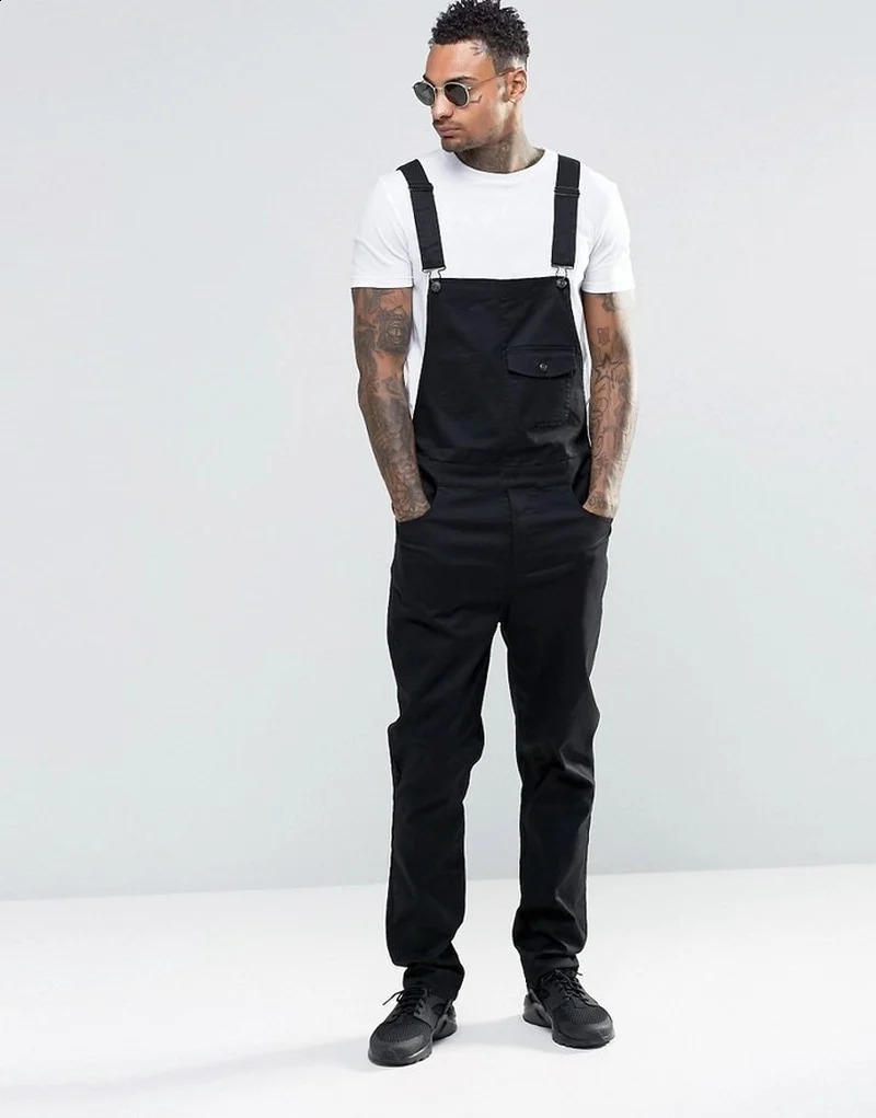 Denim White Overalls Slim Mens Trousers Europe and America Bib Men Spring Autumn Casual Solid Color Jeans 250827