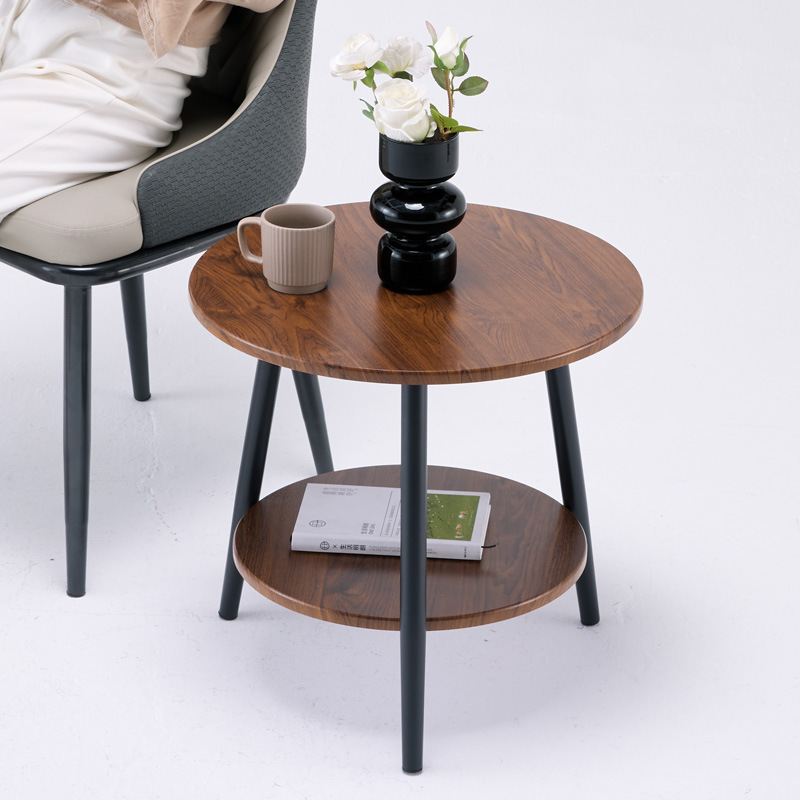 M8272 Small round table, double-layer small coffee table, double-layer wrought iron table