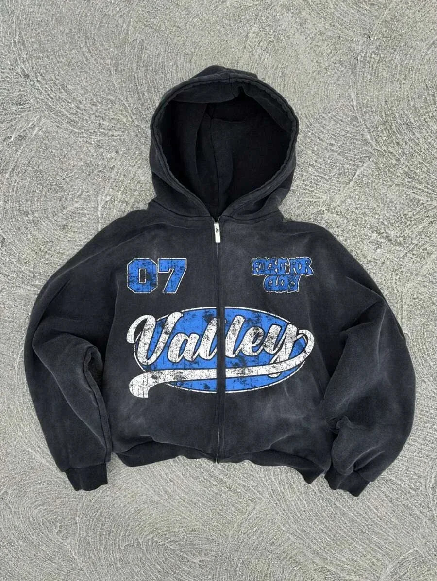 Trend Hoodie Y2K Personalized Printed Sweatshirt Mens Harajuku Jacket Gothic Zipper Casual Sportswear Loose Fashion Hoodie250828