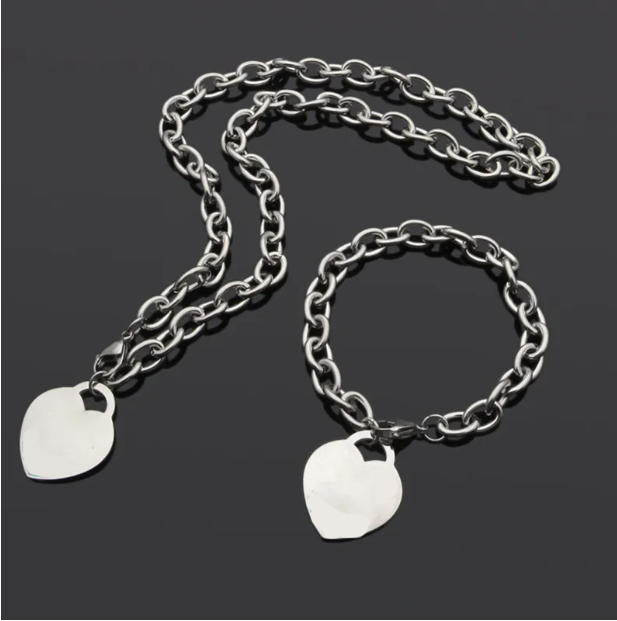 Love heart womens bracelet necklace designer jewelry sets birthday christmas gift OT buckle necklaces bracelets statement jewelry with box