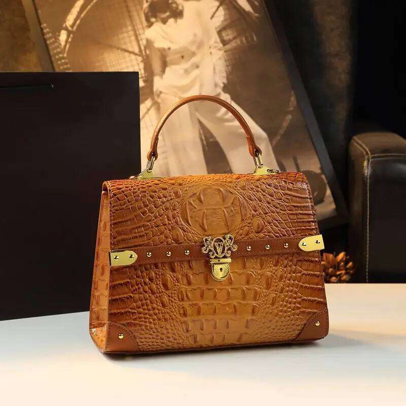 Genuine Leather Women's Handbags 2024 New Crocodile Print Bag Fashion All The Cross-Body Shoulder Bags