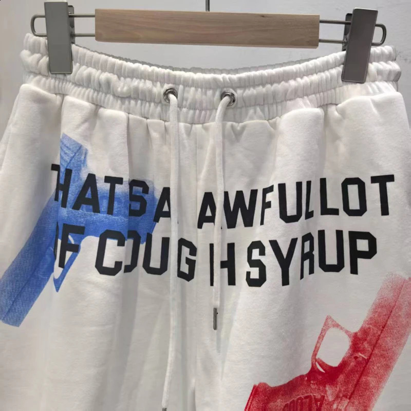 Three Guns Print Thats A Awful Lot of Cough Syrup Shorts Jorts Men Women Classic Two Metal Round Buckle Drawstring Shortpants 250828