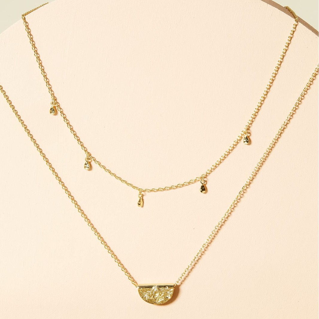 2025 Trendy Copper Plated Bar Pendant Necklace Stylish Layered Chain Jewelry for Women