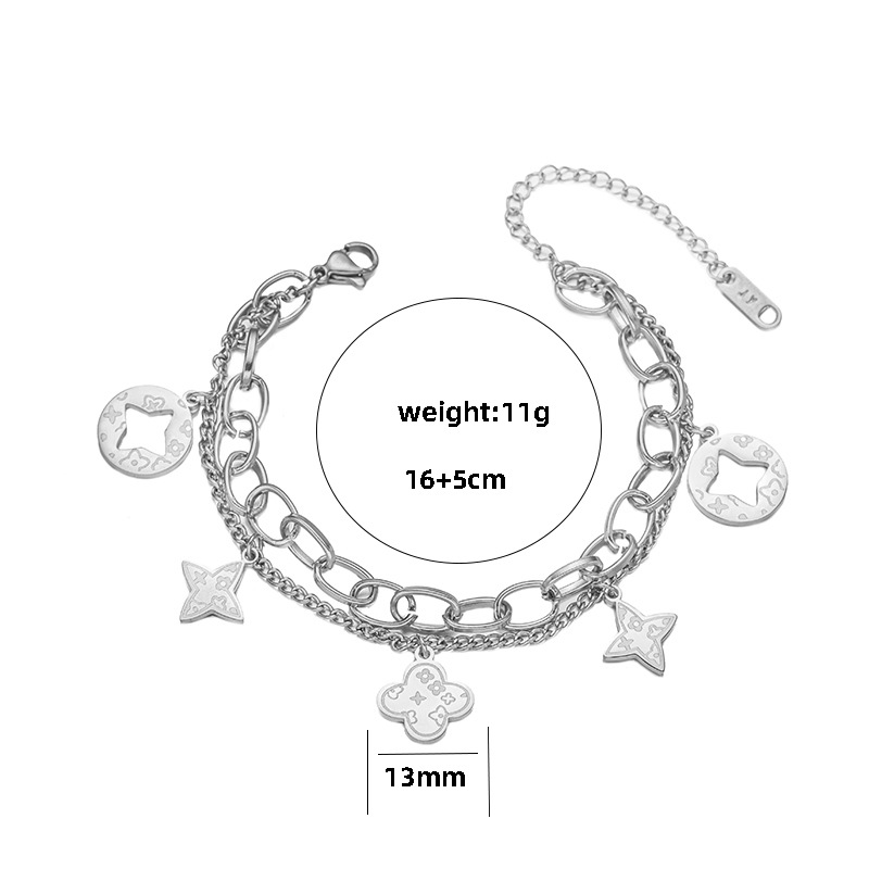 Clover Bracelet Women Luxury Designer jewelry double-layer four Leaf Bracelets 18K Gold Silver Plate Agate Diamond Fashion Charm Chain Wedding Gift Pa