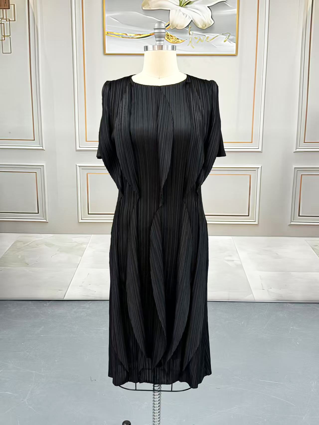 Women's Dress casual panelled pleated dress-H250208