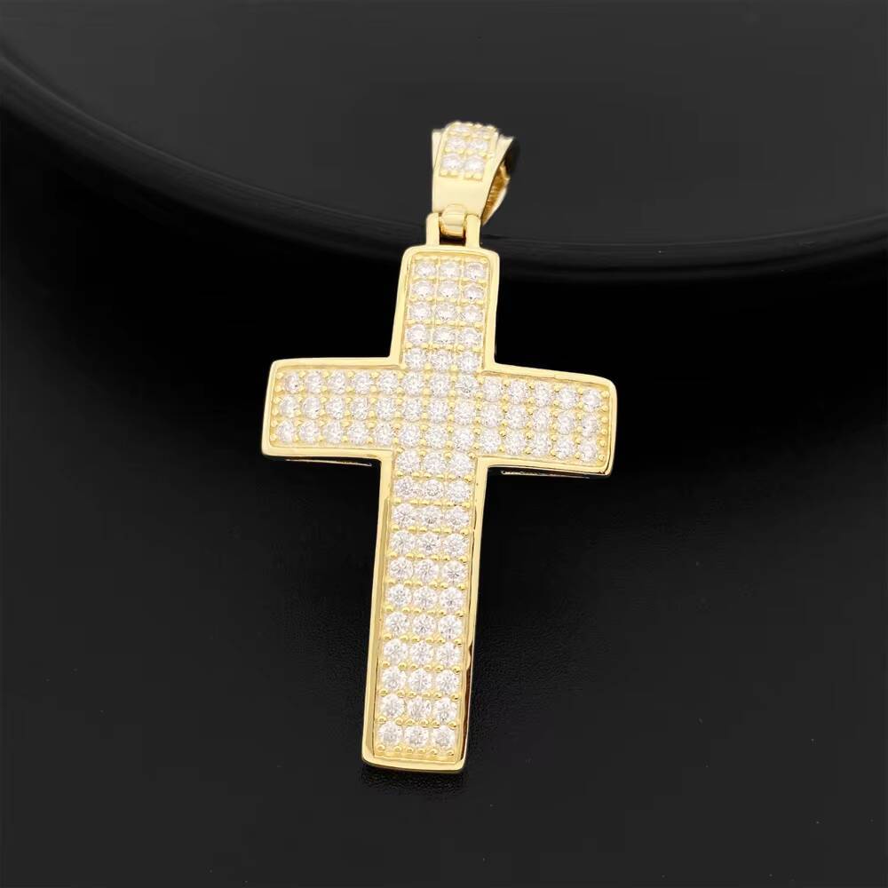 Hip Hop Jewelry for Men Women Rapper 925 Silver Vermeil Chain Iced Out VVS Moissanite Chains Diamond Cross Pendant Necklace