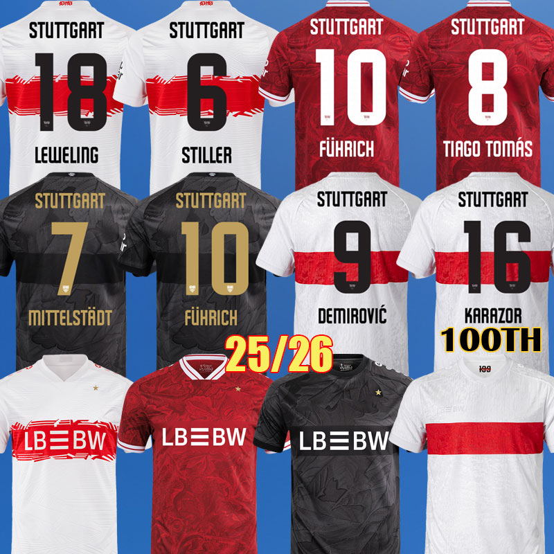 25 26 Stuttgarts Soccer Jerseys STILLER VfB 100 years of Brustring Stuttgarts Shirts the WOLTEMADE Kits Swabian CHEMA KARAZOR DEMIROVIC UNDAV men kit Football shirt