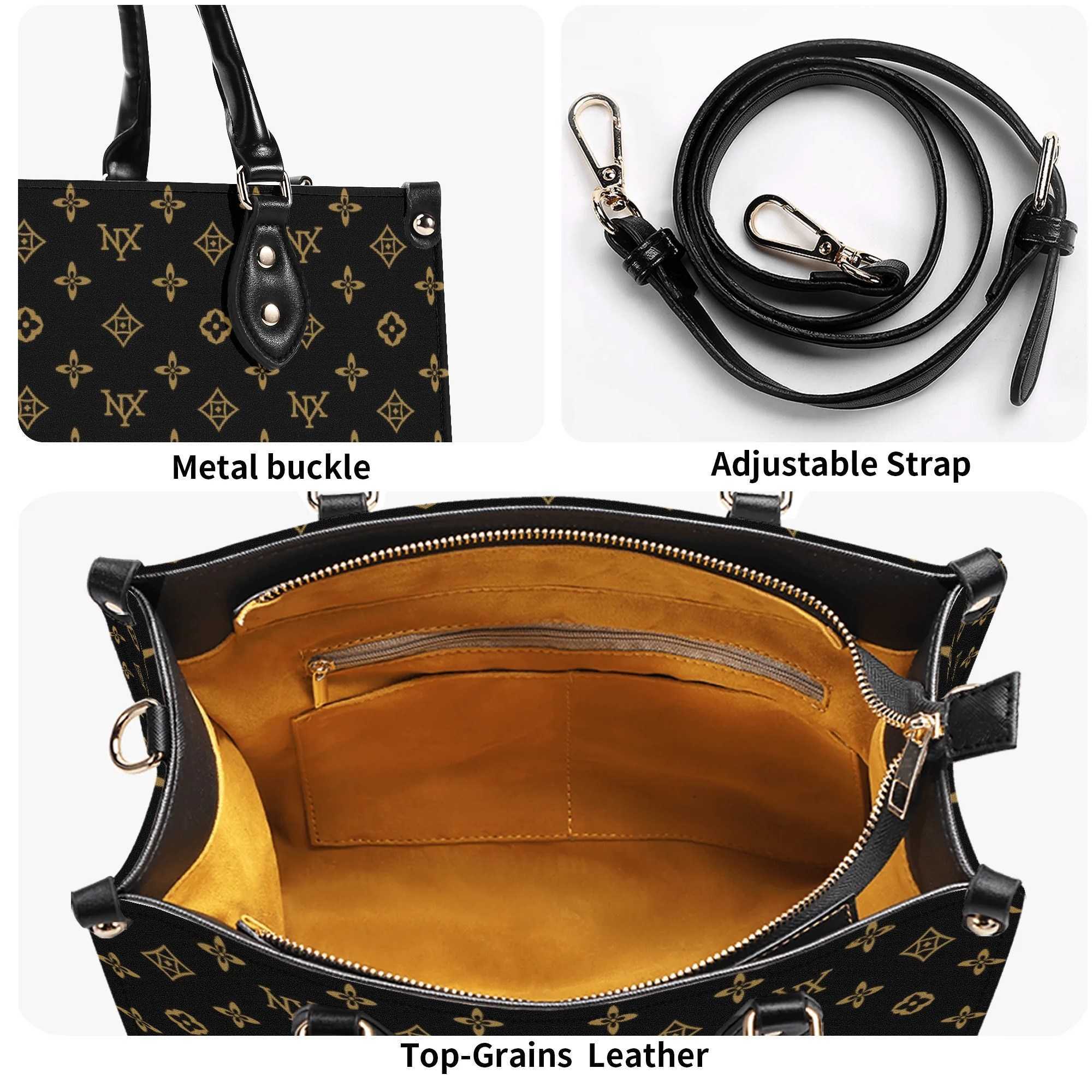 Luxury Twill Leather Tote Bag with Zip Closure Spacious Shopping black Wallet and Crossbody Bag for Women Messengers Purses 250829