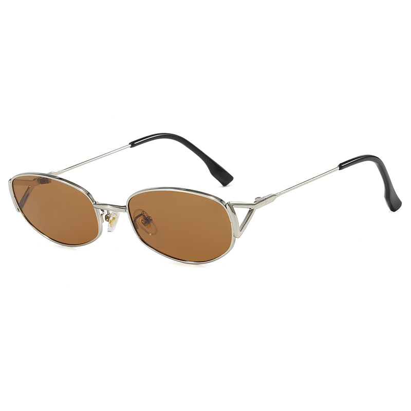 2025 Retro Small Oval Sunglasses for Women Ultra Lightweight Metal Frame with Hollow Design Fashion Shades