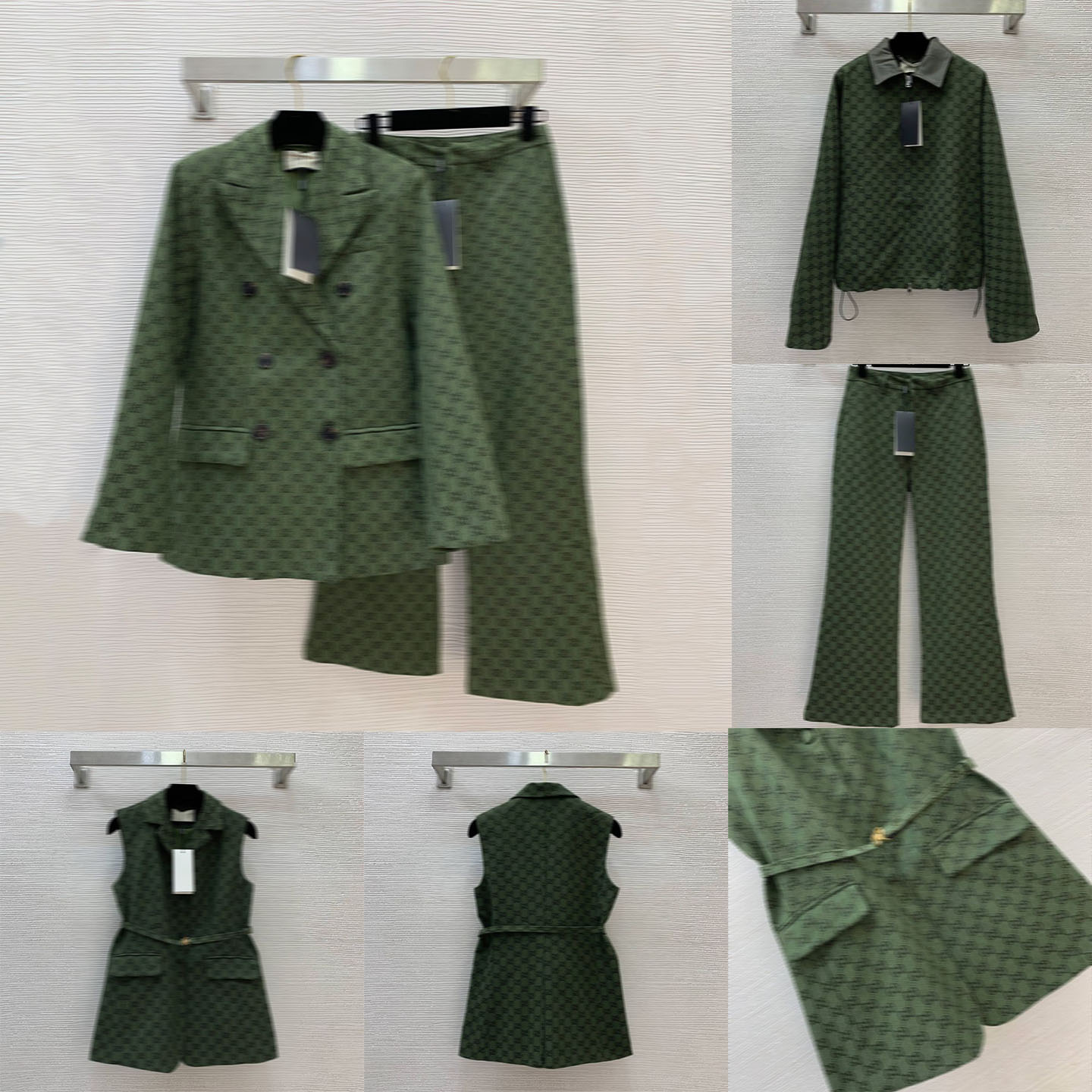 Designer Womens Suit Luxury Design Full Letters Jacket Slveless Vest With Belt Elegant Straightleg Pants Lady Formal Event Outfit L250921EWPO L250109