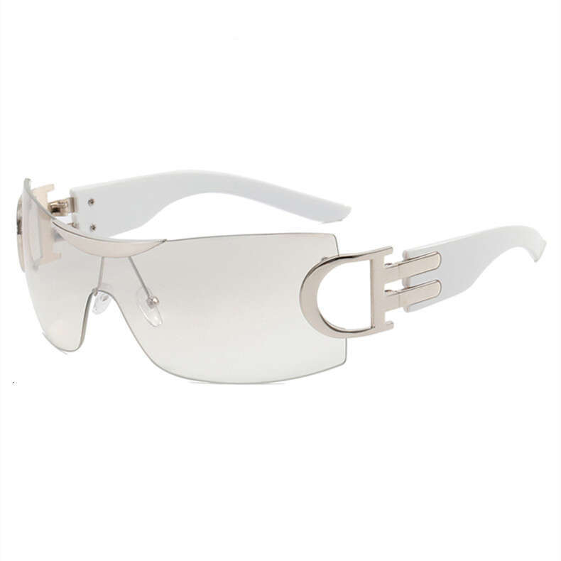 Y2K Millennium Style for Women, Unique Metal Frameless High-End Ins Sunscreen D-Label Large Frame Sunglasses