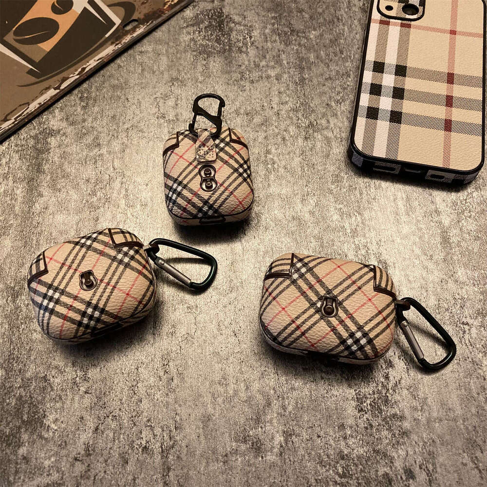 Compatible with Apple Pro Earphone Case Luxury Wireless 123 Generation Bluetooth Striped Leather Hard Shell Trendy