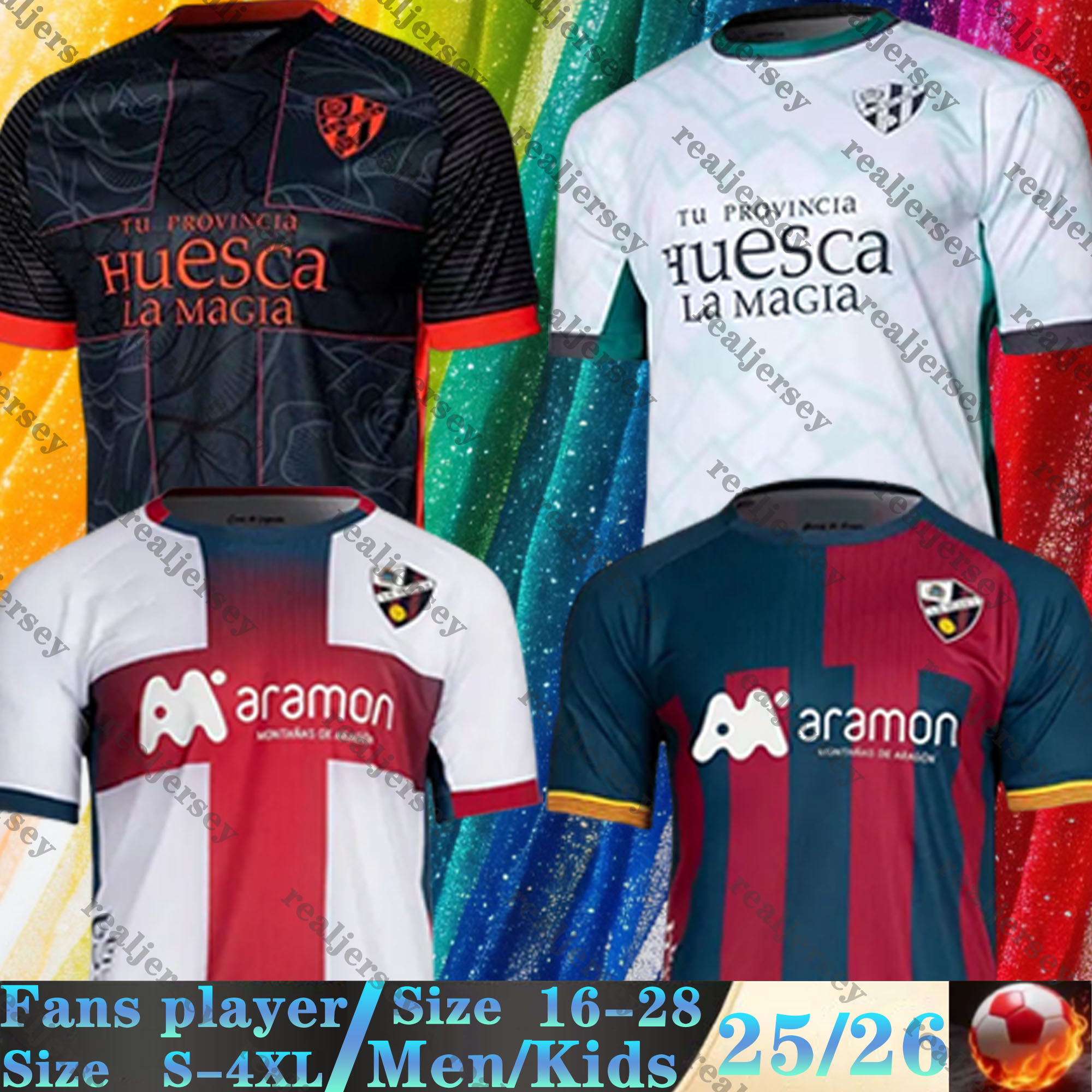 25 26 CD Huesca Soccer Jerseys R.PULIDO M.LOUREIRO GERARD Home Away Jersey KENTO BLASCO V. HUGO VALLEJO 2025 2026 men Uniforms Football Shirts