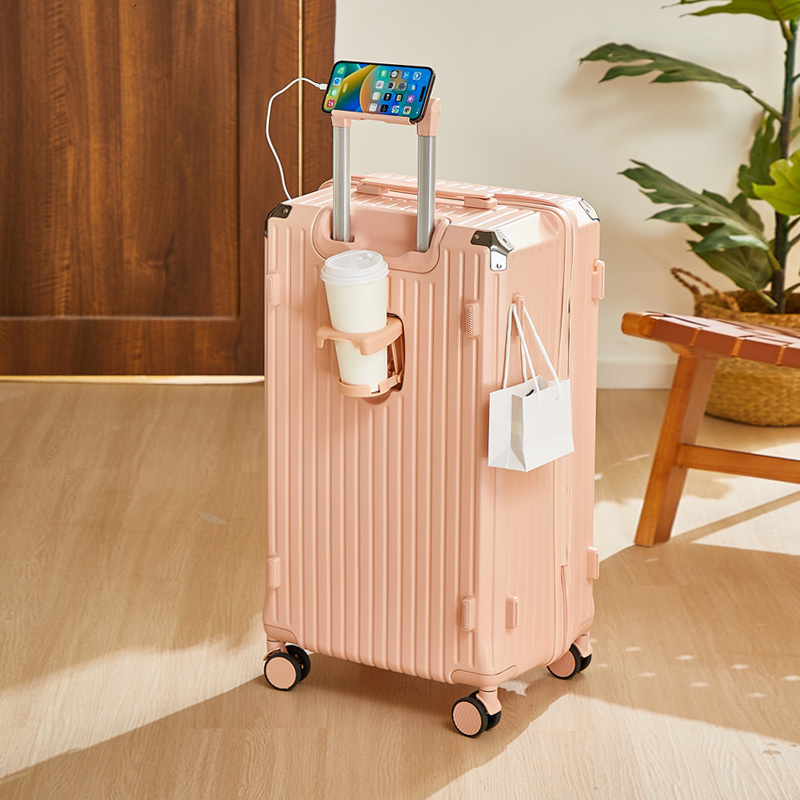 Luggage 20 inch Cup Holder/Waterproof multifunctional Suitcase Hand Carry Large Capacity Universal Wheel Simple Suitcase