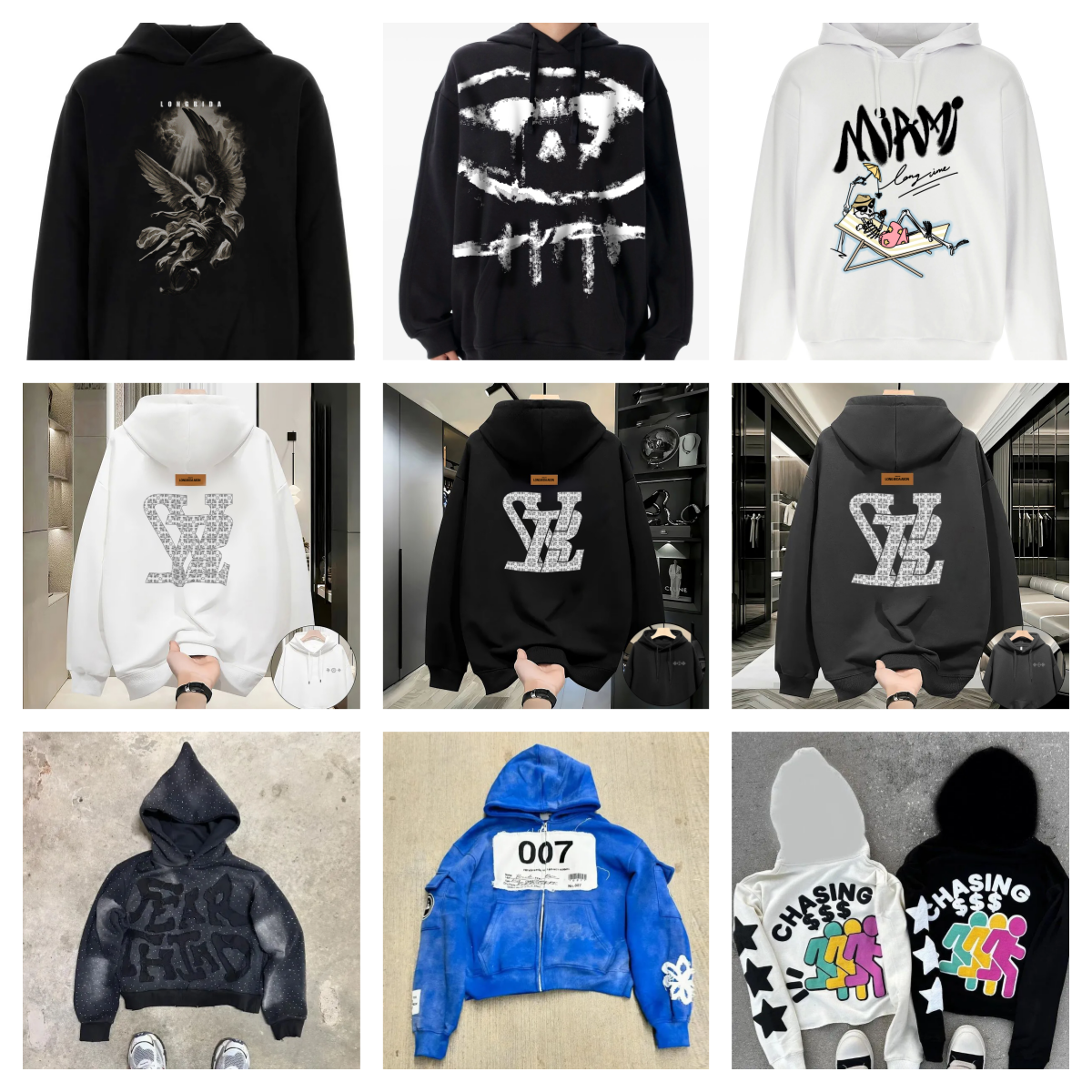 Men Designer Luxury Cotton Hoodies Women Unique Printed Hooded Sweatshirts Assorted Abstract Miami Angel Art Patterns Street Fashion Picks