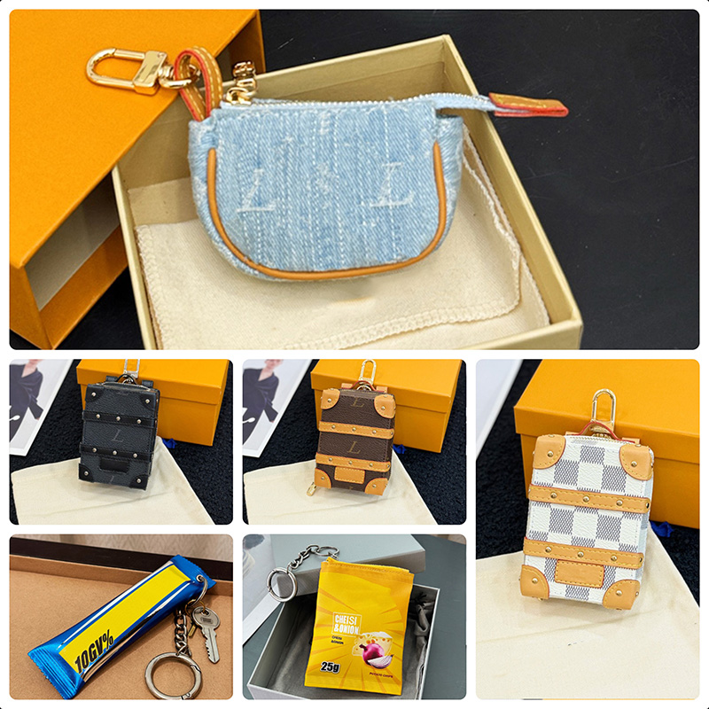 Stylish Keychain Wallet For Women Men Leather Zipper Box Bag Charm High Quality Classic Designer Keychain Mini Coin Purse