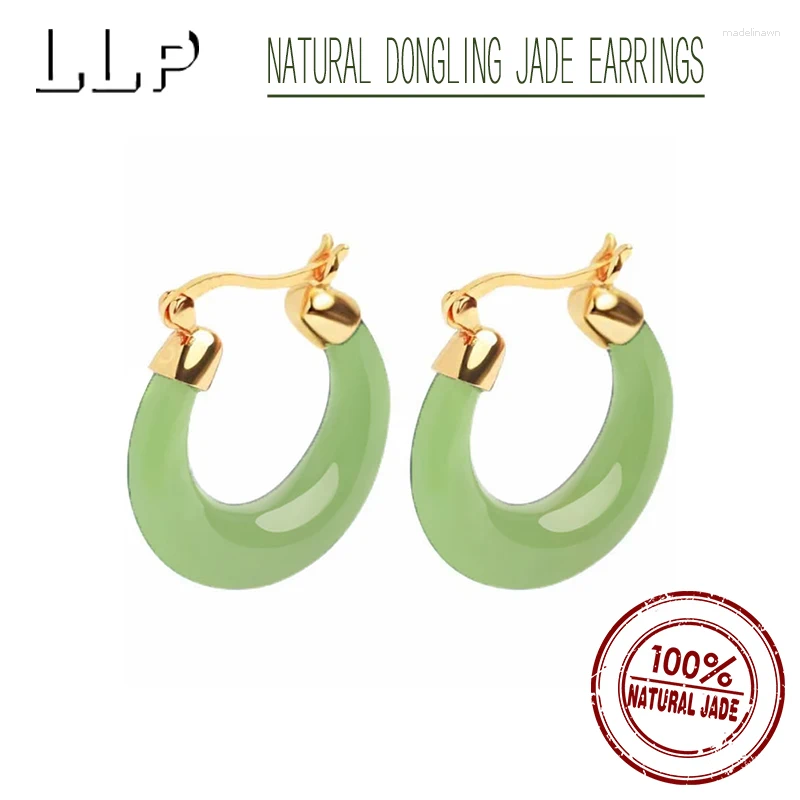 Dangle Earrings Natural Dongling Jade Women's Retro High Quality Crescent Shaped Jewelry Mascot Festival Gifts