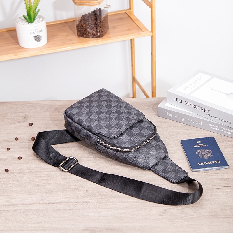 Free shipping designer men's and women's chest bag wallet plaid leather bag waterproof business outdoor leisure multifunctional luxury handb