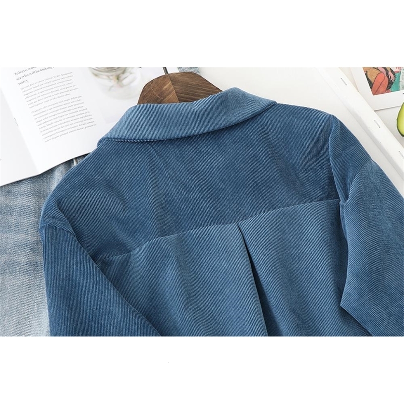 Corduroy Women Blouses Shirts Tunic Womens Tops And Blouses Womenswear Long Sleeve Clothing Button Up Down Loose White 250828