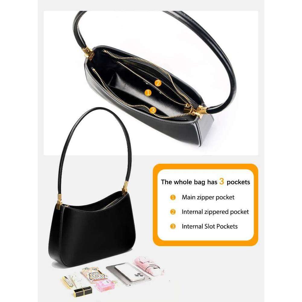 Zency French High-End Leather Underarm Bag Retro Shoulder Handbag Women Trendy 2025 Designer Sac For Lovers Wife Girlfriend