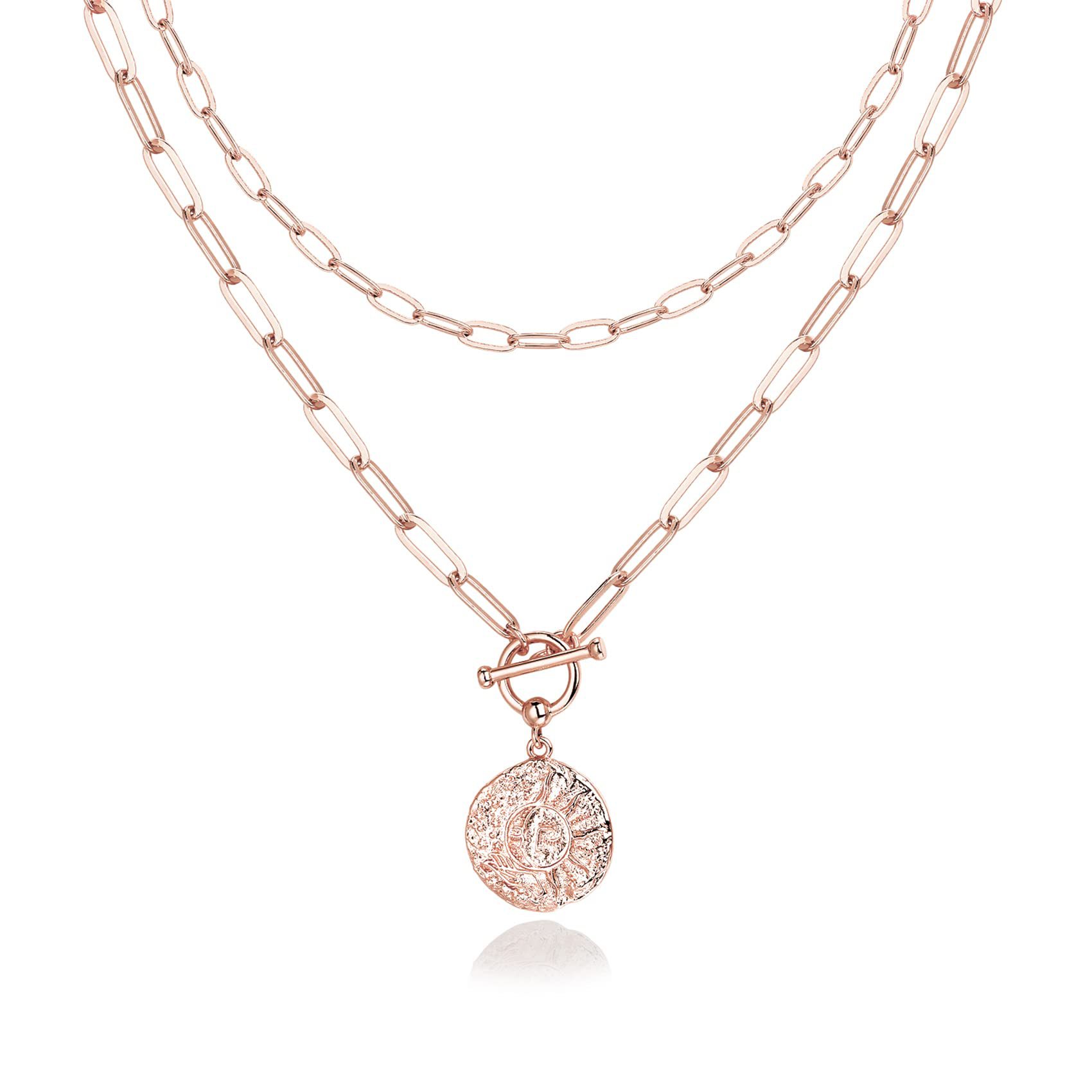 2025 Trendy Copper Plated Bar Pendant Necklace Stylish Layered Chain Jewelry for Women