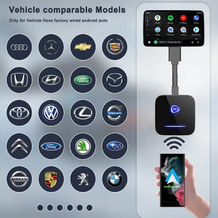 KOWANKIT Wireless CarPlay Android Auto Ai Box, Plug & Play Dongle Converts Wired To Wireless, Car Accessories, Interior, Car Play, No Delay, K5