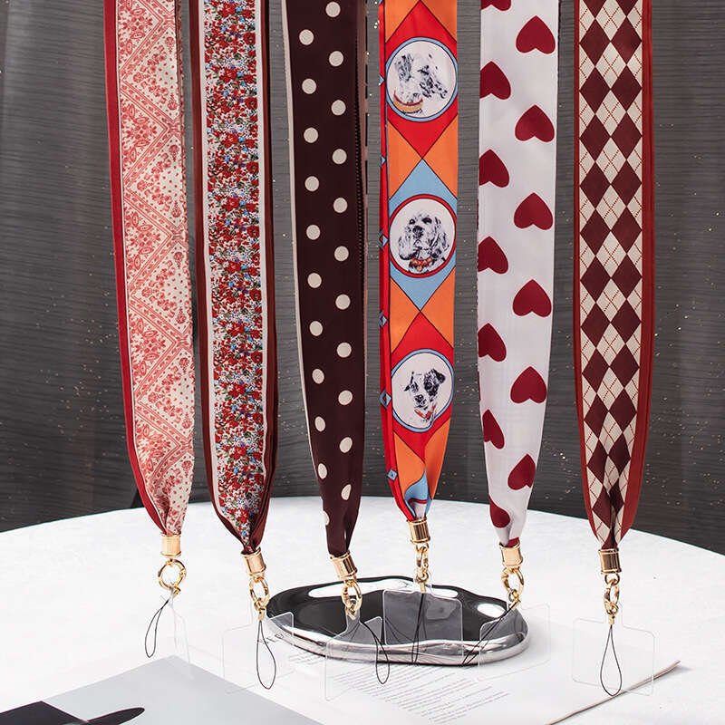 New Phone Scarf Detachable Neck Strap Long Luxury Women's Lanyard Chain Wide Cloth Cute