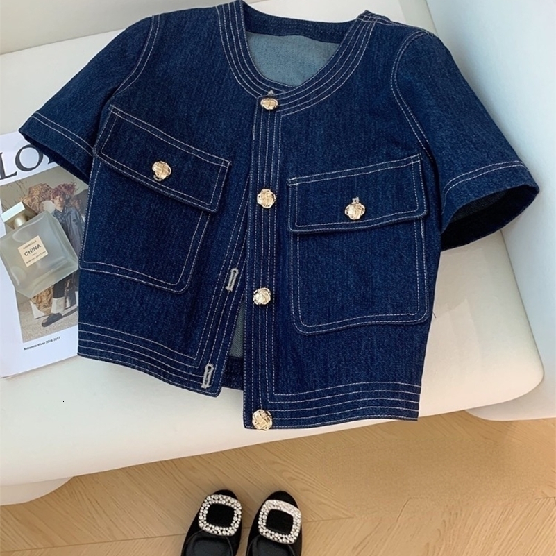 Streetwear Denim Jackets for Women Short Sleeve Summer Jean Jacket Outwear 2025 Ropa Mujer Fashion Vintage Coat Cropped Tops 250828