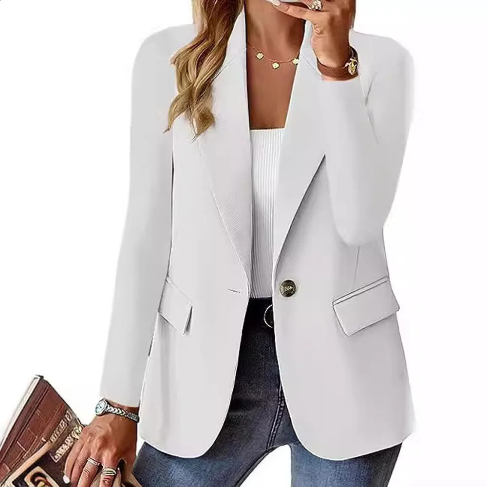 Women OL Blazer Spring Autumn Female One Button Long Sleeve Solid Slim Workwear Business Blazer Coats OUFY3008 250828