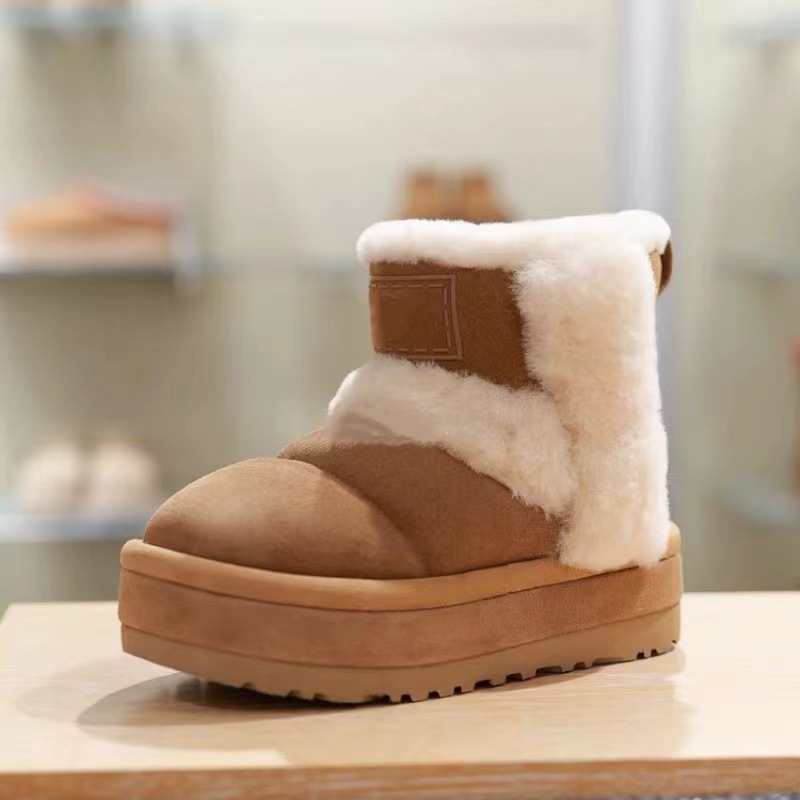 Best Selling Womens Snow Boots New Winter Style Thick Platform Design Plush Lined for Warmth Cotton Boots Free Shipping Chestnut Size 35-40 Hot Sale
