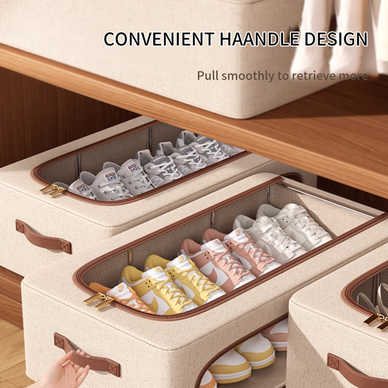 Tianshan Cotton and Hemp Shoe Box Storage Box Transparent Non Space Occupying Drawer style Folding Bed Bottom Baby Shoe Storage Artifact