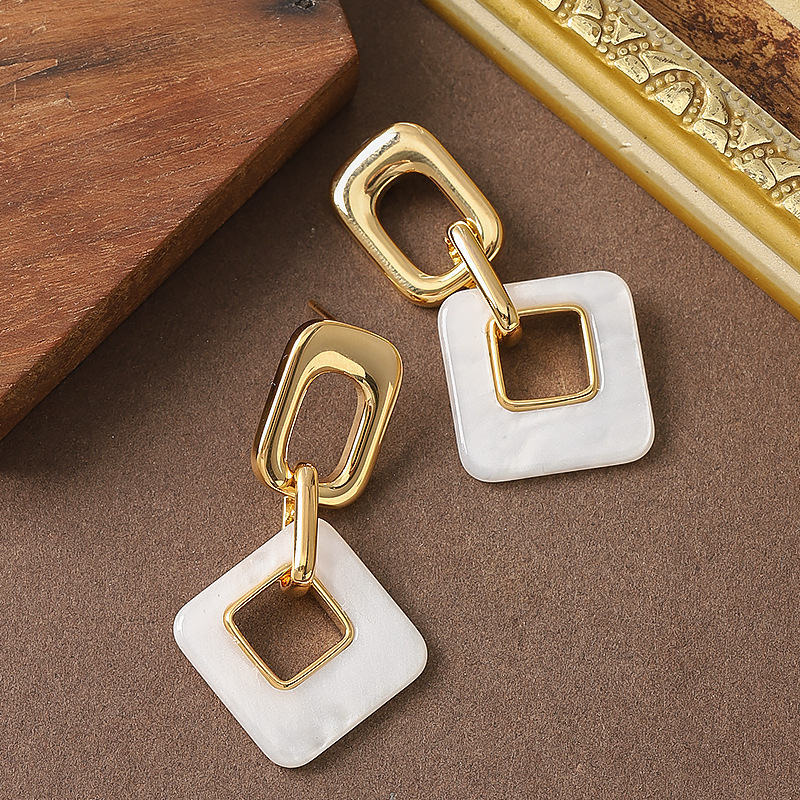 Geometric Cut Out Square Drop Earrings for Women Fashionable Hollow Design Dangle Earrings